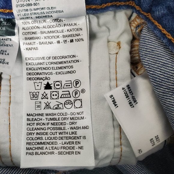 Levi’s Premium 501 High Rise Cutoff Jeans Shorts 26 Blue Distressed Button Fly - Picture 7 of 11